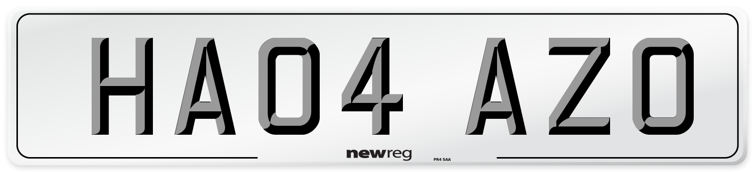 HA04 AZO Number Plate from New Reg
